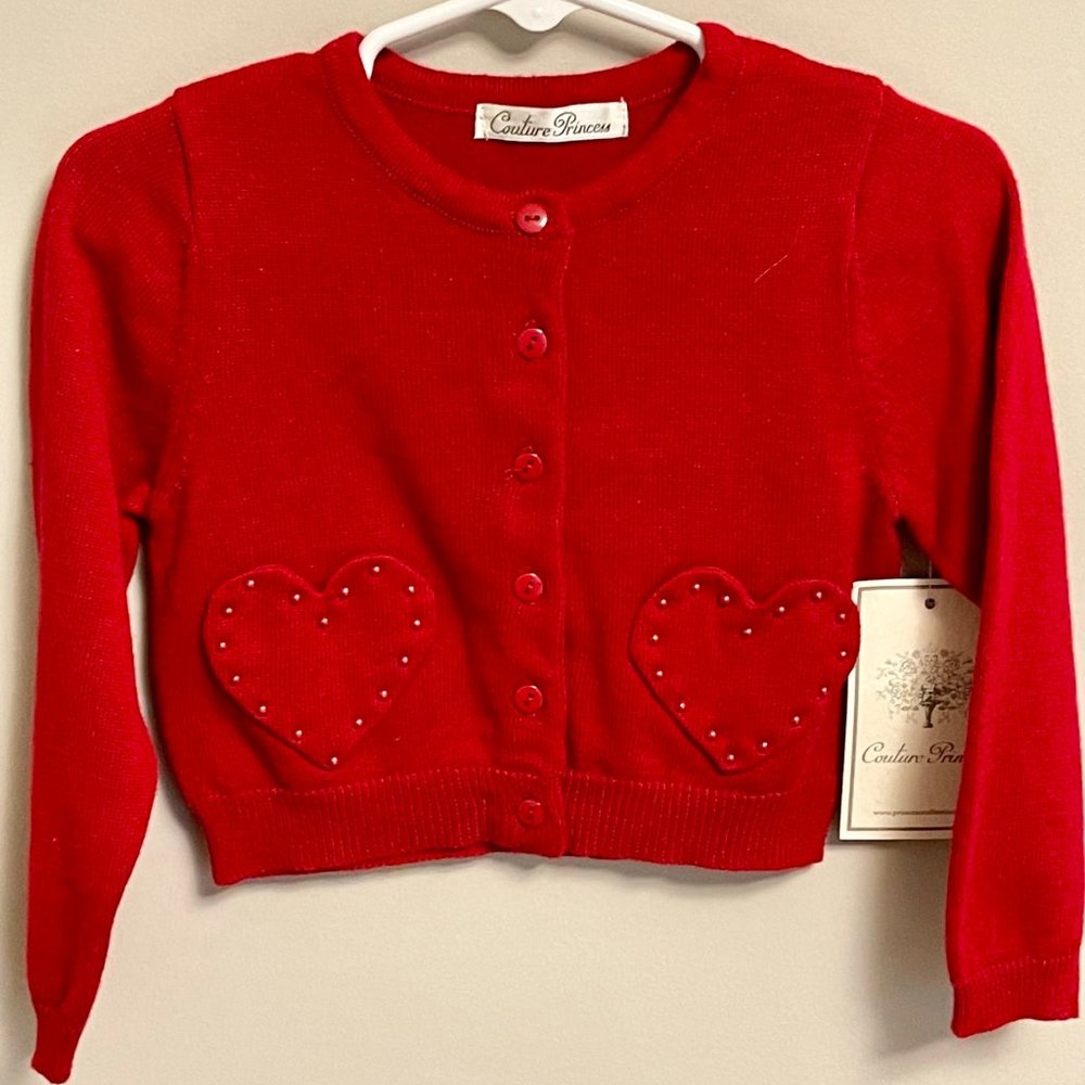 American Princess | Red Heart Cardigan | 3T